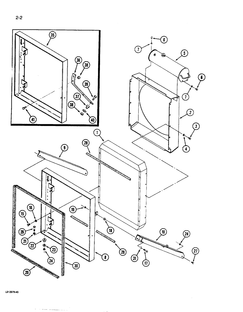 Схема запчастей Case IH 9270 - (2-002) - RADIATOR MOUNTING & SHROUD (02) - ENGINE