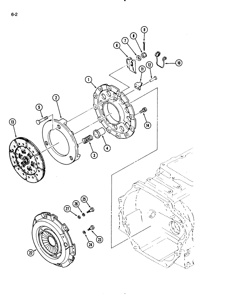 Схема запчастей Case IH 275 - (6-02) - ENGINE CLUTCH, PRIOR TO P.I.N. 17657689 (06) - POWER TRAIN