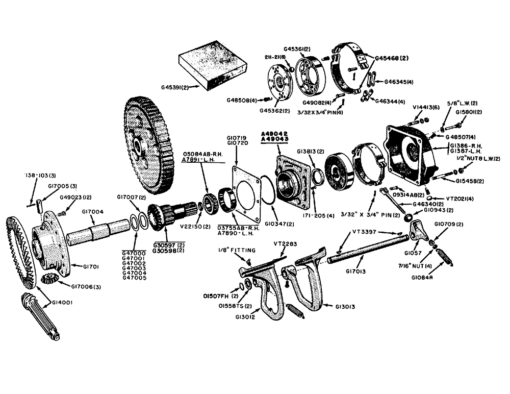 Схема запчастей Case IH 630 - (085) - DIFFERENTIAL RING GEAR AND COUNTERSHAFT AND BRAKE ASSEMBLY, TRACTOR #6165137 AND AFTER (06) - POWER TRAIN