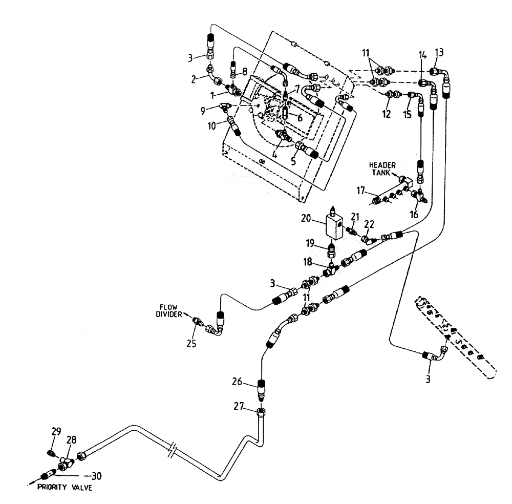 Схема запчастей Case IH 7000 - (B07-00) - HYDRAULIC CIRCUIT (L10 REMOTE OIL COOLER), UP TO AND Hydraulic Components & Circuits