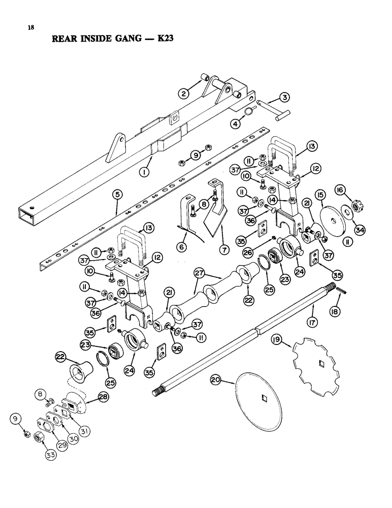 Схема запчастей Case IH K23A - (18) - REAR INSIDE GANG 