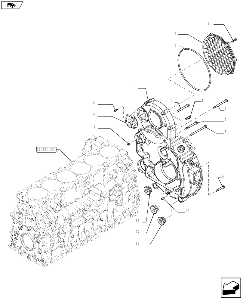 Схема запчастей Case IH F2CFE613T E003 - (10.103.03) - CRANKCASE COVERS (504365312) (10) - ENGINE