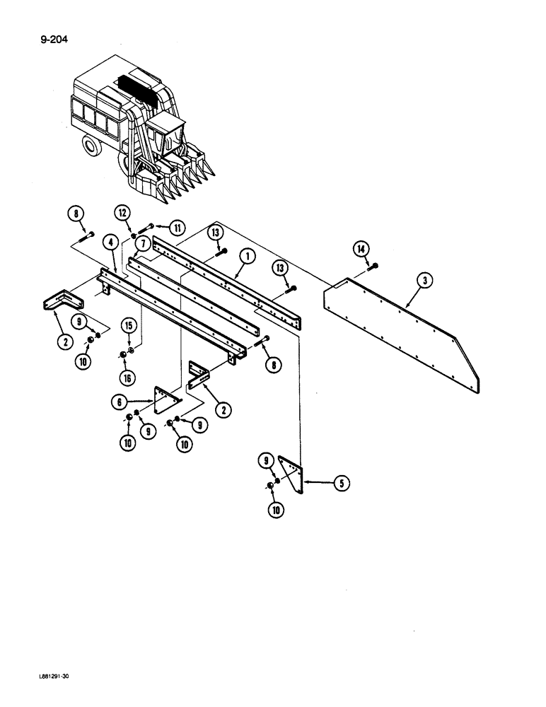 Схема запчастей Case IH 1822 - (9-204) - LEFT BASKET SIDE, EXCLUDING DOOR ASSEMBLY (16) - BASKET