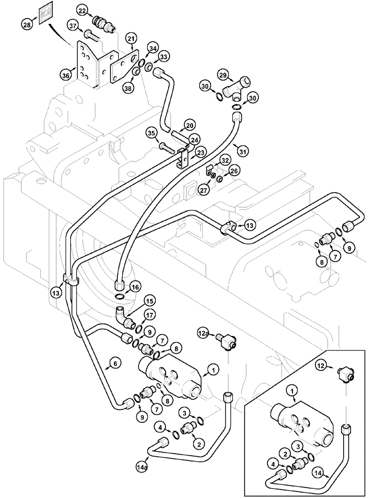 Схема запчастей Case IH MX100C - (07-06) - HYDRAULIC TRAILER BRAKE CIRCUIT, EUROPE ONLY (07) - BRAKES