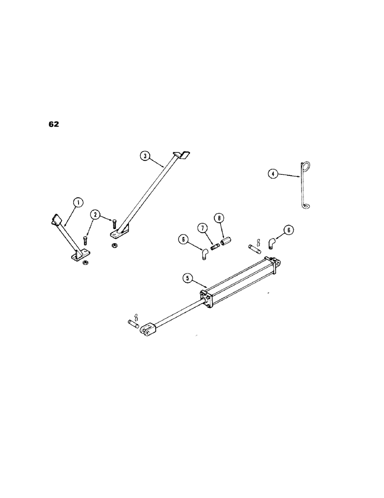 Схема запчастей Case IH 100-SERIES - (62) - WING STOP AND CYLINDER, 180W AND 188, SN1605900 AND UP 