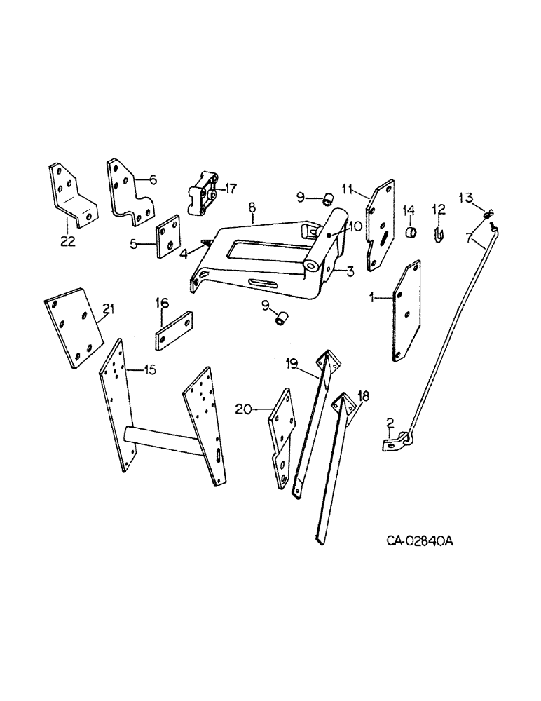 Схема запчастей Case IH 3110 - (N-02) - MAIN FRAME, SIDE MOUNTING PLATES AND STAY ROD 