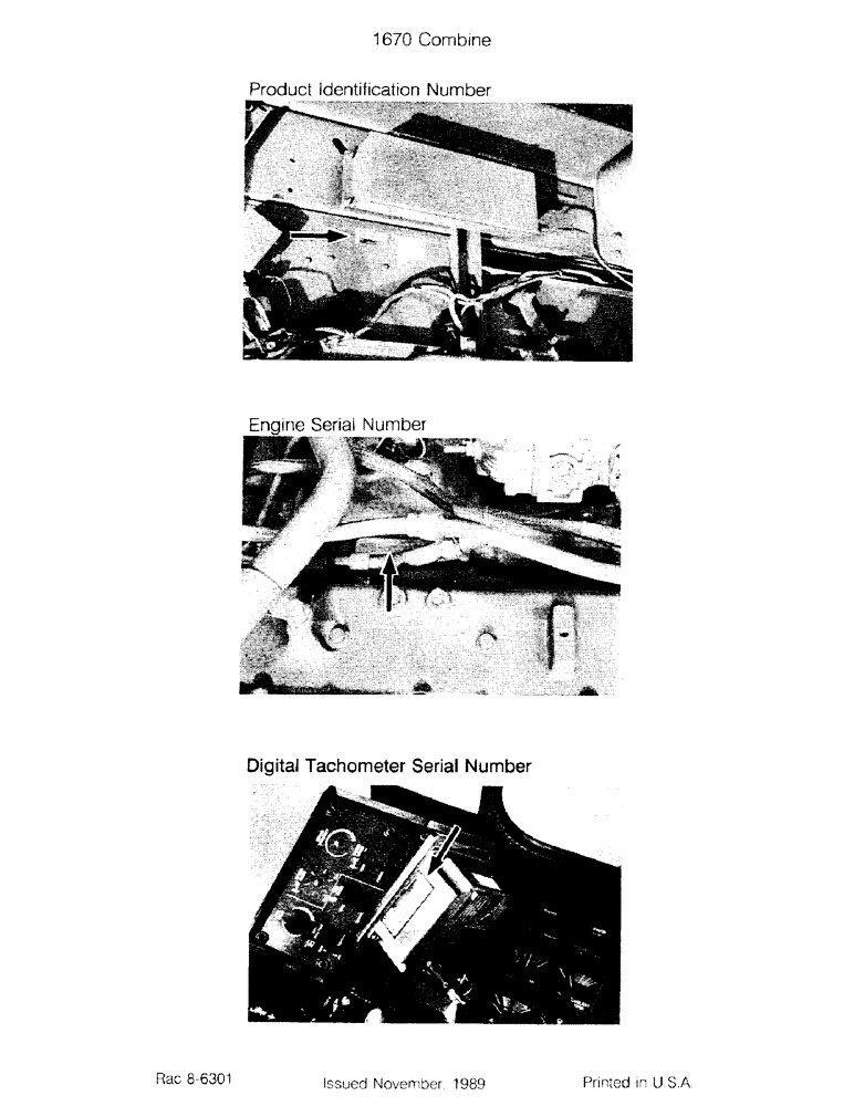 Схема запчастей Case IH 1670 - (1-02) - LOCATION OF PRODUCT & SERIAL IDENTIFICATION NUMBERS (00) - PICTORIAL INDEX