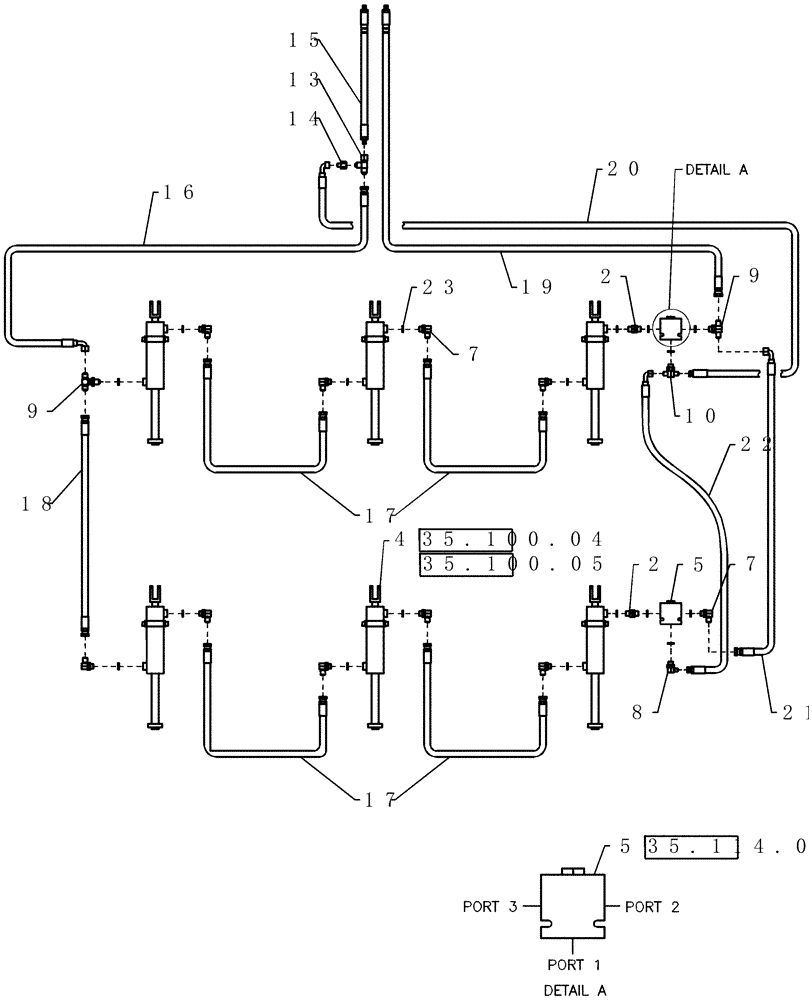 Схема запчастей Case IH 40 - (35.100.02) - SUBBAR HYDRAULICS SCHEMATIC (35) - HYDRAULIC SYSTEMS