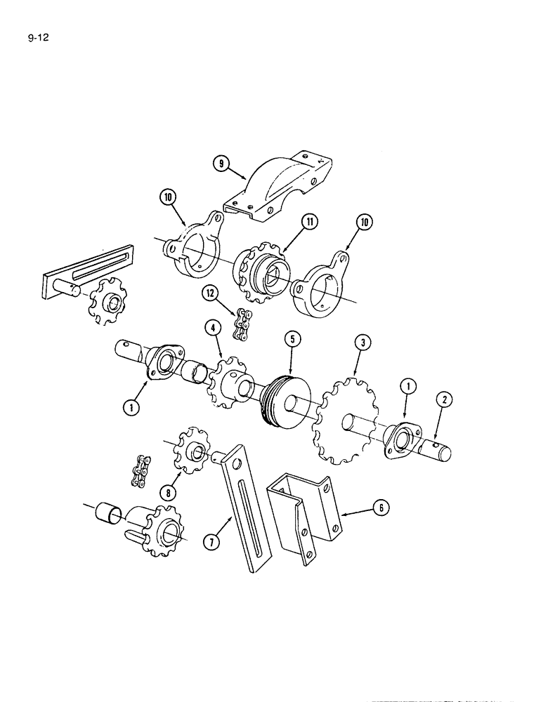 Схема запчастей Case IH 7200 - (9-012) - GRAIN DRIVE COUNTERSHAFT (09) - CHASSIS/ATTACHMENTS