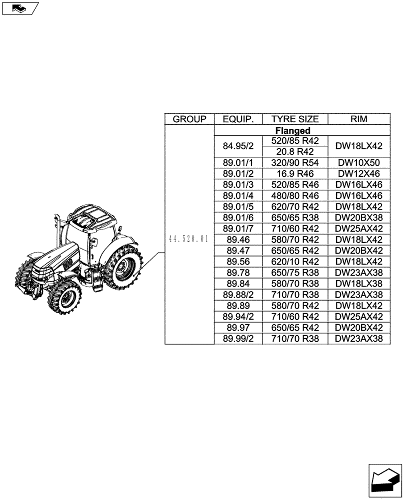 Схема запчастей Case IH PUMA 230 - (44.000.00[04]) - PICTORIAL INDEX - AXLE AND WHEELS (44) - WHEELS