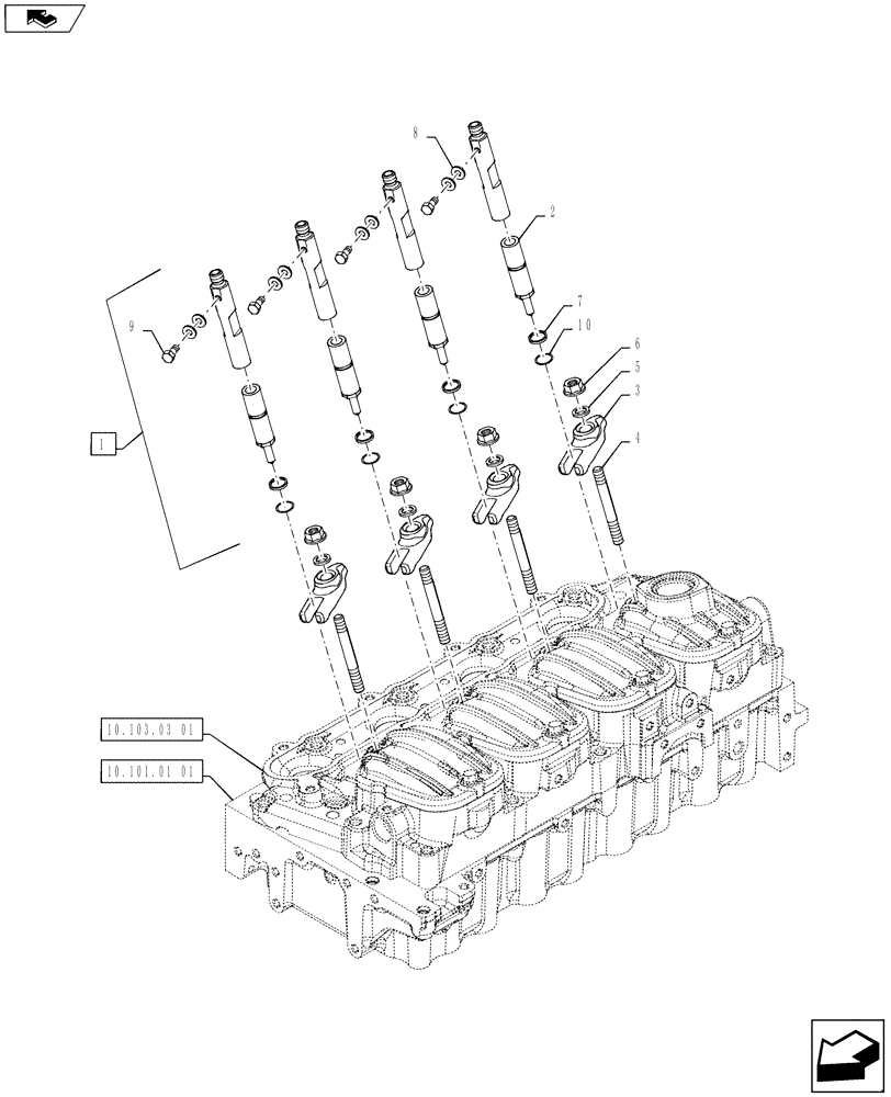 Схема запчастей Case IH FARMALL 65A - (10.218.01[01]) - INJECTORS (10) - ENGINE