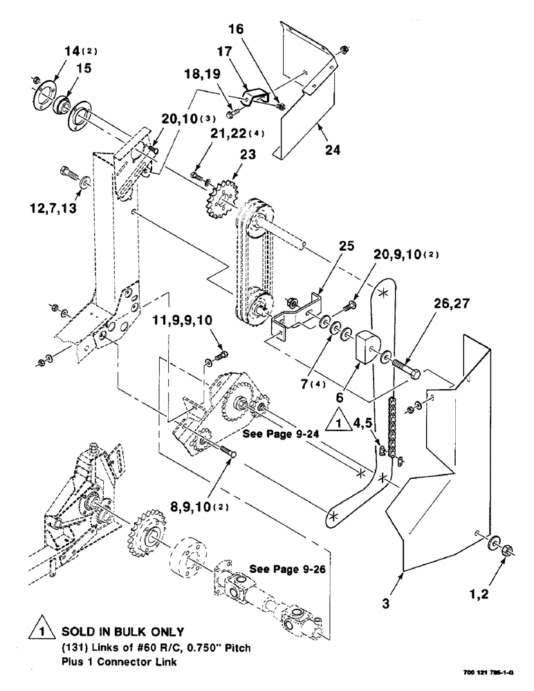 Схема запчастей Case IH 8830 - (9-022) - HAY CONDITIONER PRIMARY DRIVE AND SHIELDS ASSEMBLY (58) - ATTACHMENTS/HEADERS