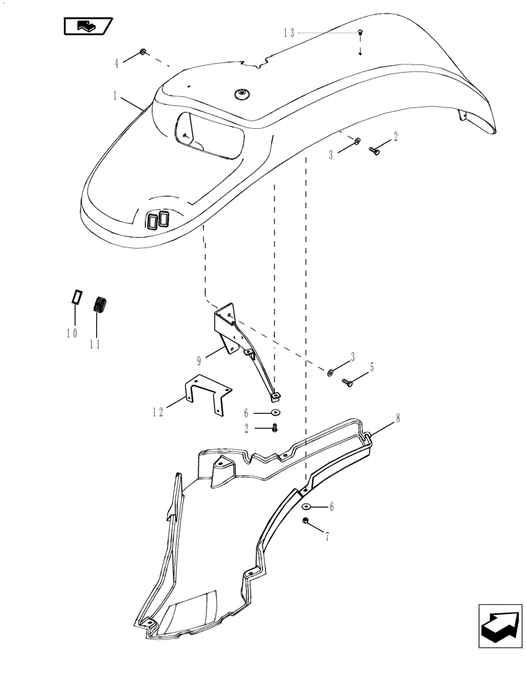 Схема запчастей Case IH MAGNUM 210 - (90.116.02[01]) - FENDERS, REAR, NARROW (90) - PLATFORM, CAB, BODYWORK AND DECALS