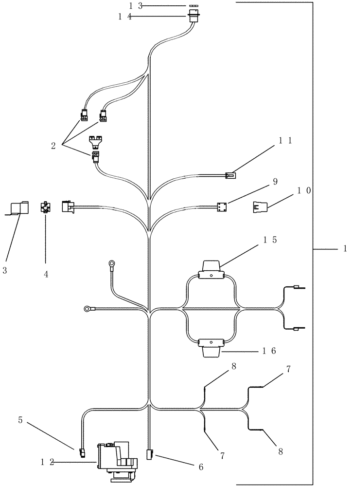 Схема запчастей Case IH 1200PT - (A.50.A[15]) - ADVANCED FARMING SYSTEMS ADAPTER HARNESS - 344548A1 A - Distribution Systems