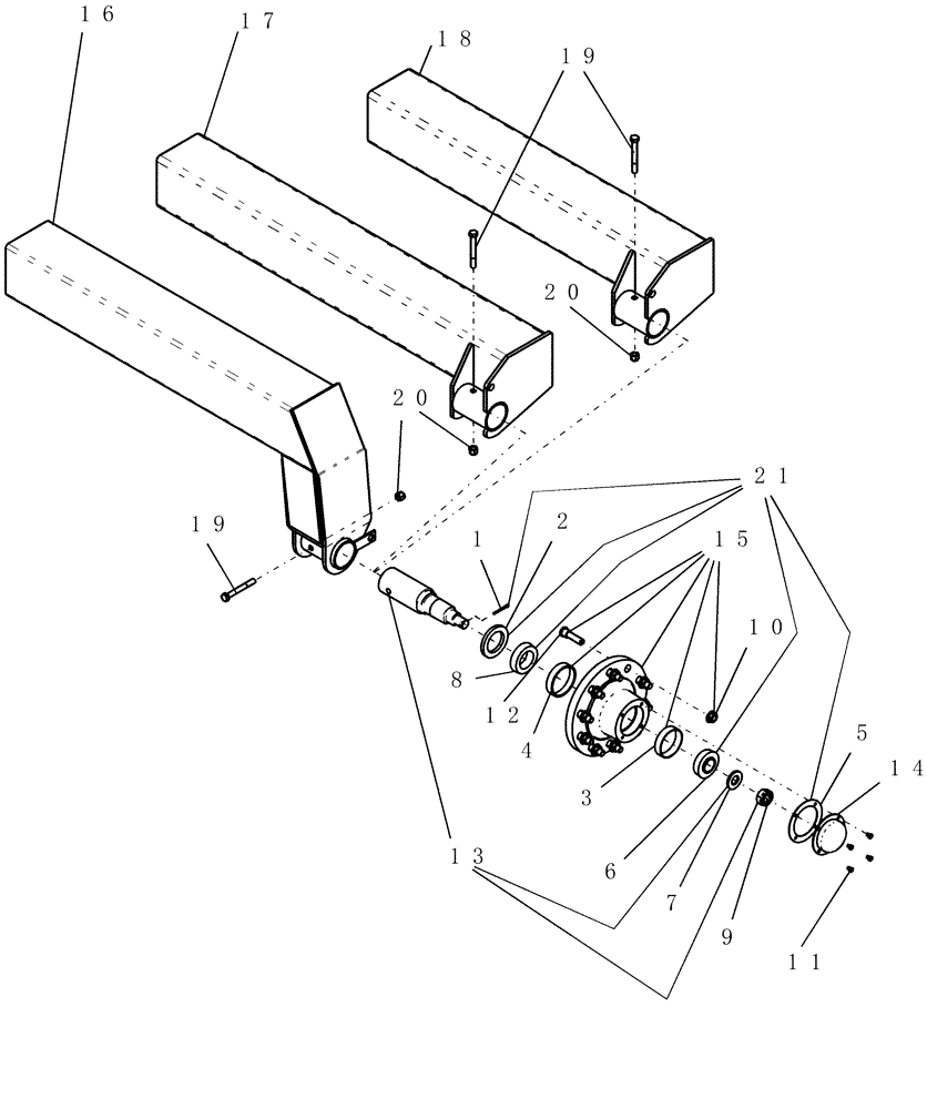 Схема запчастей Case IH 100 - (44.100.03) - WHEEL - ASSEMBLY, CART 1010 HUB AND SPINDLE (44) - WHEELS