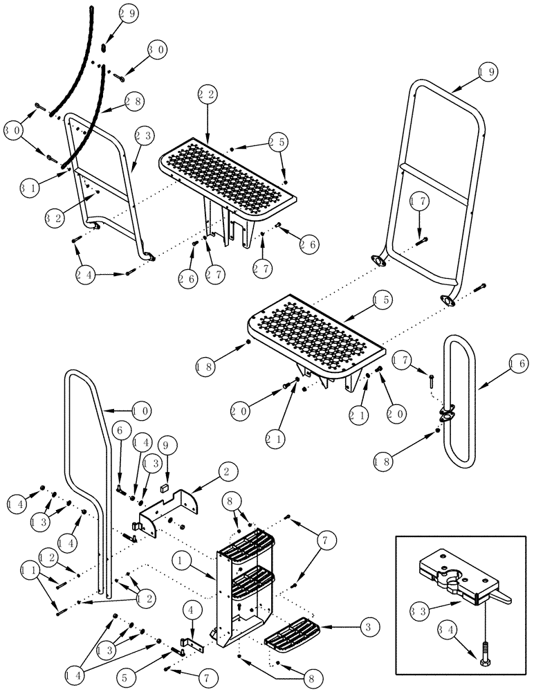 Схема запчастей Case IH CPX610 - (09F-11) - DRUM LADDER, DRUM NUMBERS 1 AND 2 STEP ASSEMBLIES - ASN JJC0250100 (12) - CHASSIS