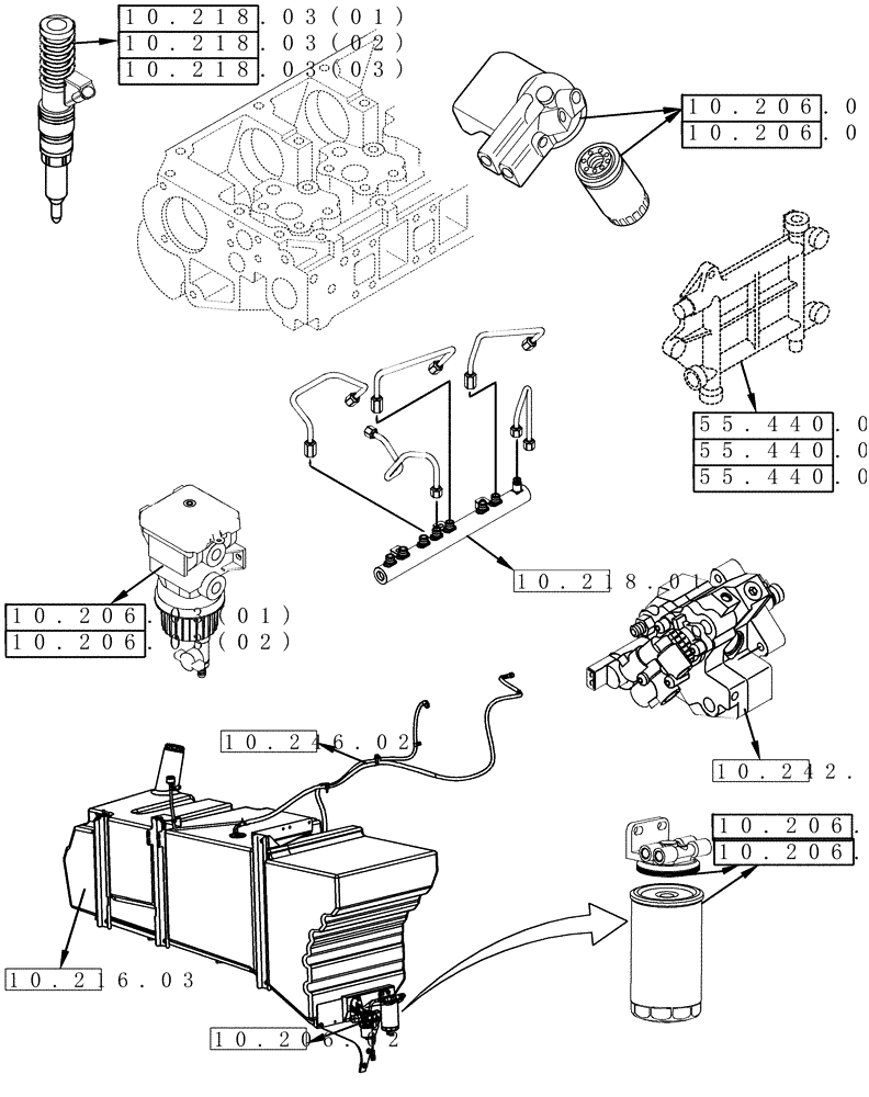 Схема запчастей Case IH 9010 - (00.000.10[01A]) - PICTORIAL INDEX - ENGINE, INTAKE & EXHAUST (00) - GENERAL & PICTORIAL INDEX