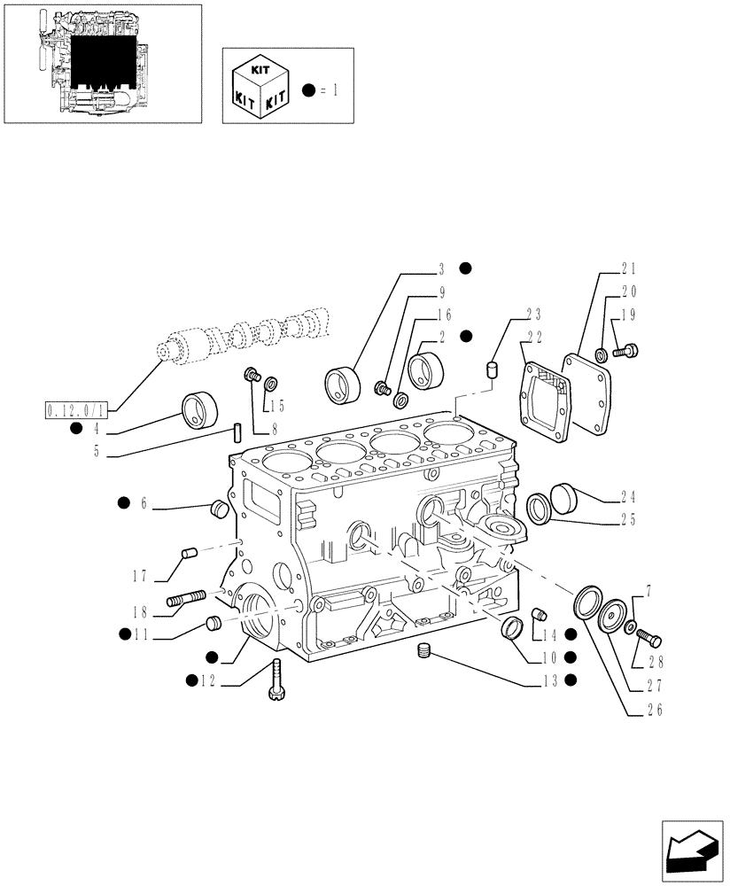 Схема запчастей Case IH JX80 - (0.04.0/02) - CRANKCASE (01) - ENGINE