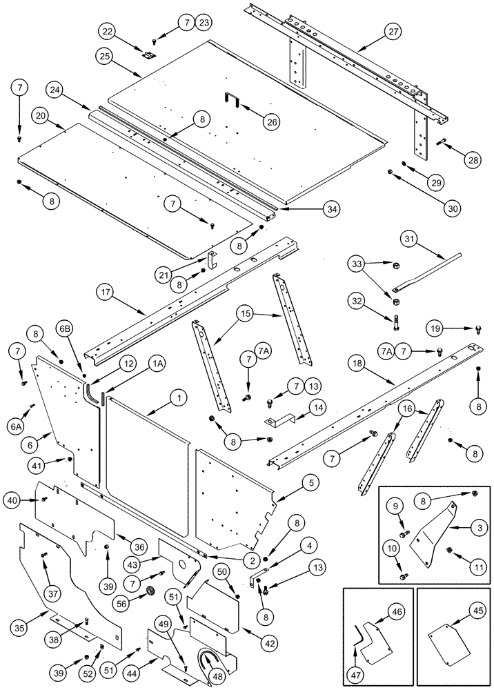 Схема запчастей Case IH 420 TIER 3 - (09F-01) - SHIELDS, ENGINE AND RADIATOR - FRONT ACCESS DOOR AND SUPPORTS (12) - CHASSIS