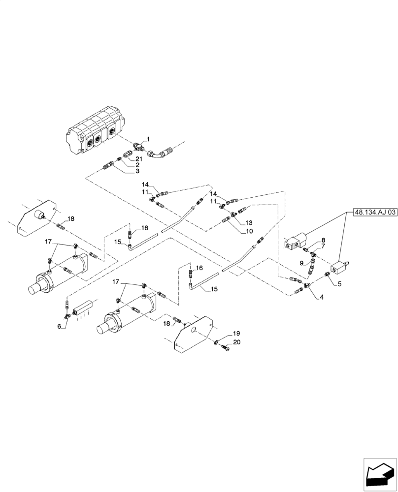 Схема запчастей Case IH A8800 - (48.134.AJ[02]) - HYDRAULIC CIRCUIT TRACK ADJUST (8800) (48) - TRACKS & TRACK SUSPENSION