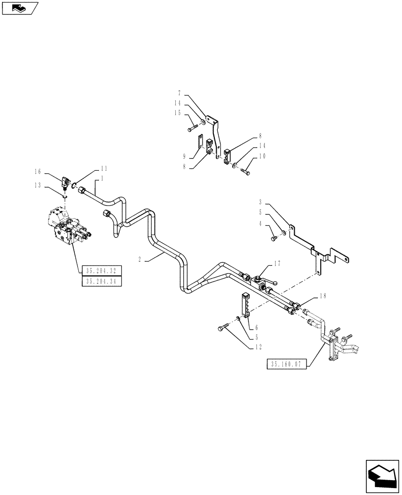 Схема запчастей Case IH PUMA 145 - (35.160.06[02]) - VAR - 332926 - FRONT HPL - TUBES FROM MID MOUNT VALVES - D6989 (35) - HYDRAULIC SYSTEMS