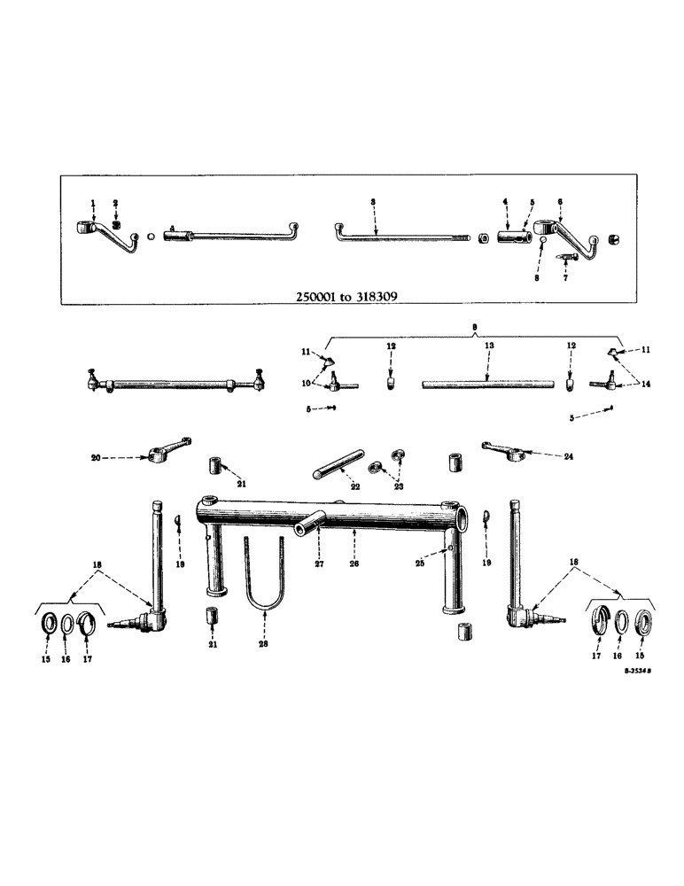 Схема запчастей Case IH SUPER AV-1 - (182) - CHASSIS, FIXED FRONT AXLE AND STEERING KNUCKLE, SUPER A AND A-1 (12) - CHASSIS