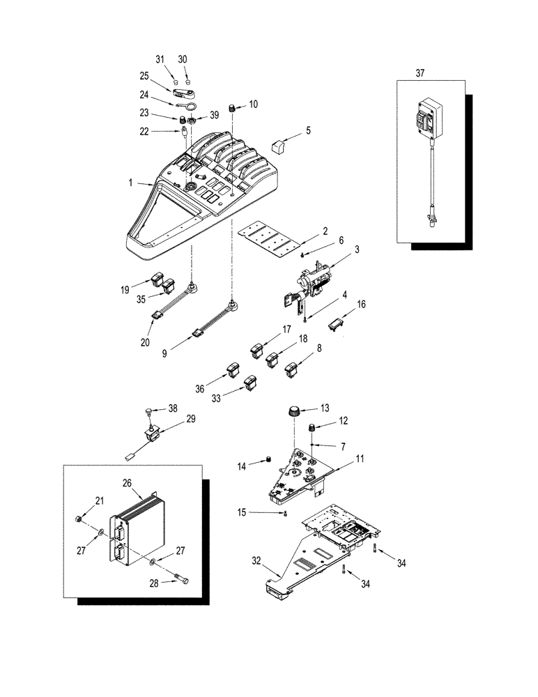 Схема запчастей Case IH STX325 - (04-01[01]) - CONTROLS - CONSOLE, RIGHT-HAND, ASN JEE0106701 (04) - ELECTRICAL SYSTEMS