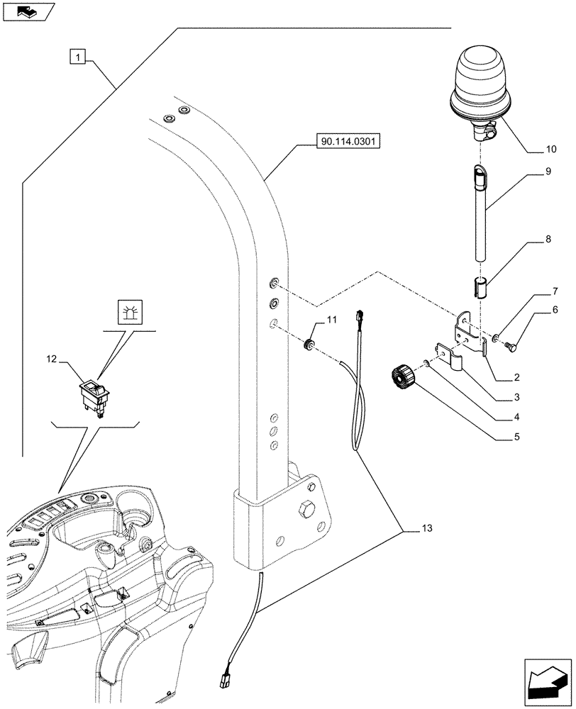 Схема запчастей Case IH FARMALL 65C - (88.055.02[02]) - DIA KIT - BEACON - ISO - L/CAB (88) - ACCESSORIES