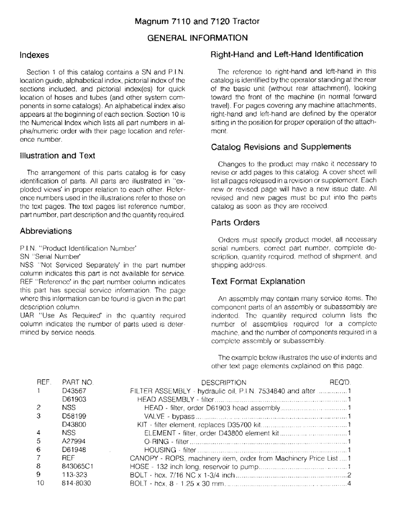Схема запчастей Case IH 7110 - (1-04) - GENERAL INFORMATION (00) - PICTORIAL INDEX