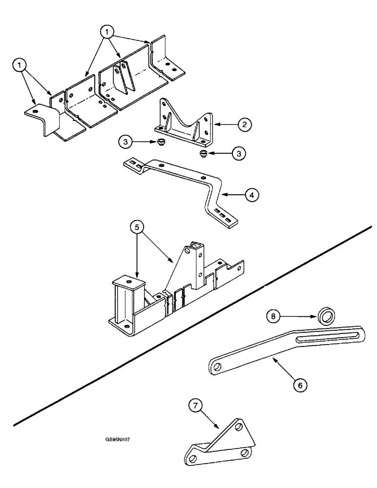 Схема запчастей Case IH DT-407 - (7-74) - SUPPORTS, ENGINE SUPPORT, 815 AND 915 COMBINES / ALTERNATOR-GENERATOR BRACE 