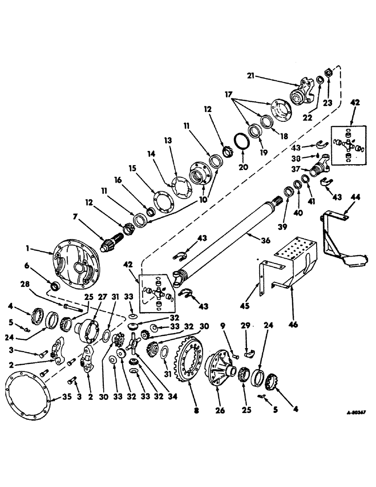 Схема запчастей Case IH 21206 - (B-13) - POWER TRAIN, FRONT AXLE DIFFERENTIAL AND DRIVE SHAFT, TRACTORS WITH ALL WHEEL DRIVE (03) - POWER TRAIN