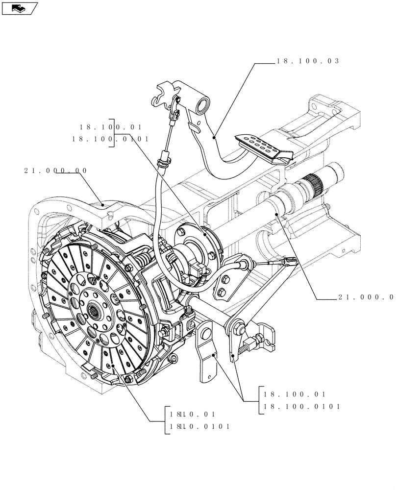 Схема запчастей Case IH FARMALL 75C - (18.000.00[01]) - PICTORIAL INDEX - CLUTCH (18) - CLUTCH