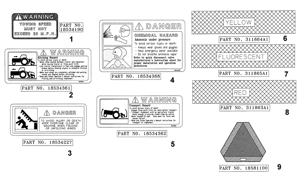 Схема запчастей Case IH 3250 - (90.108.02) - DECALS (09) - CHASSIS/ATTACHMENTS