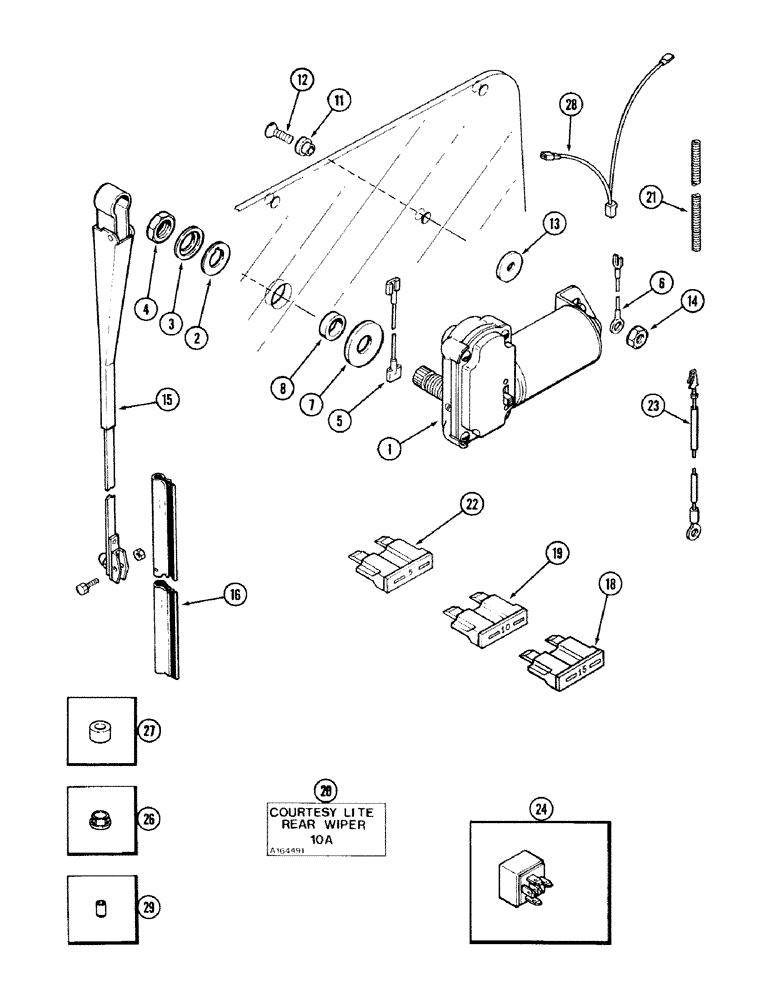 Схема запчастей Case IH 2394 - (9-148) - REAR WINDOW WIPER (09) - CHASSIS/ATTACHMENTS