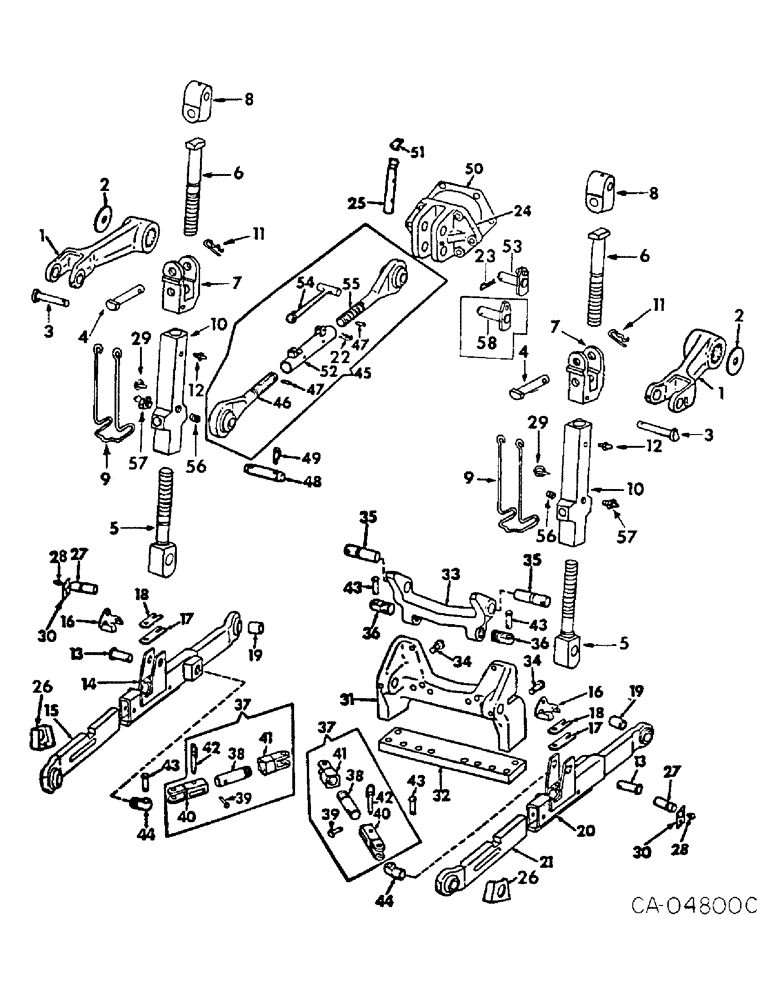 Схема запчастей Case IH 3788 - (09-03) - FRAME, 3 POINT HITCH, TRACTORS WITH DRAFT CONTROL, DRAFT SENSING & WITHOUT CAM SWAY LIMITING SYSTEM (12) - FRAME