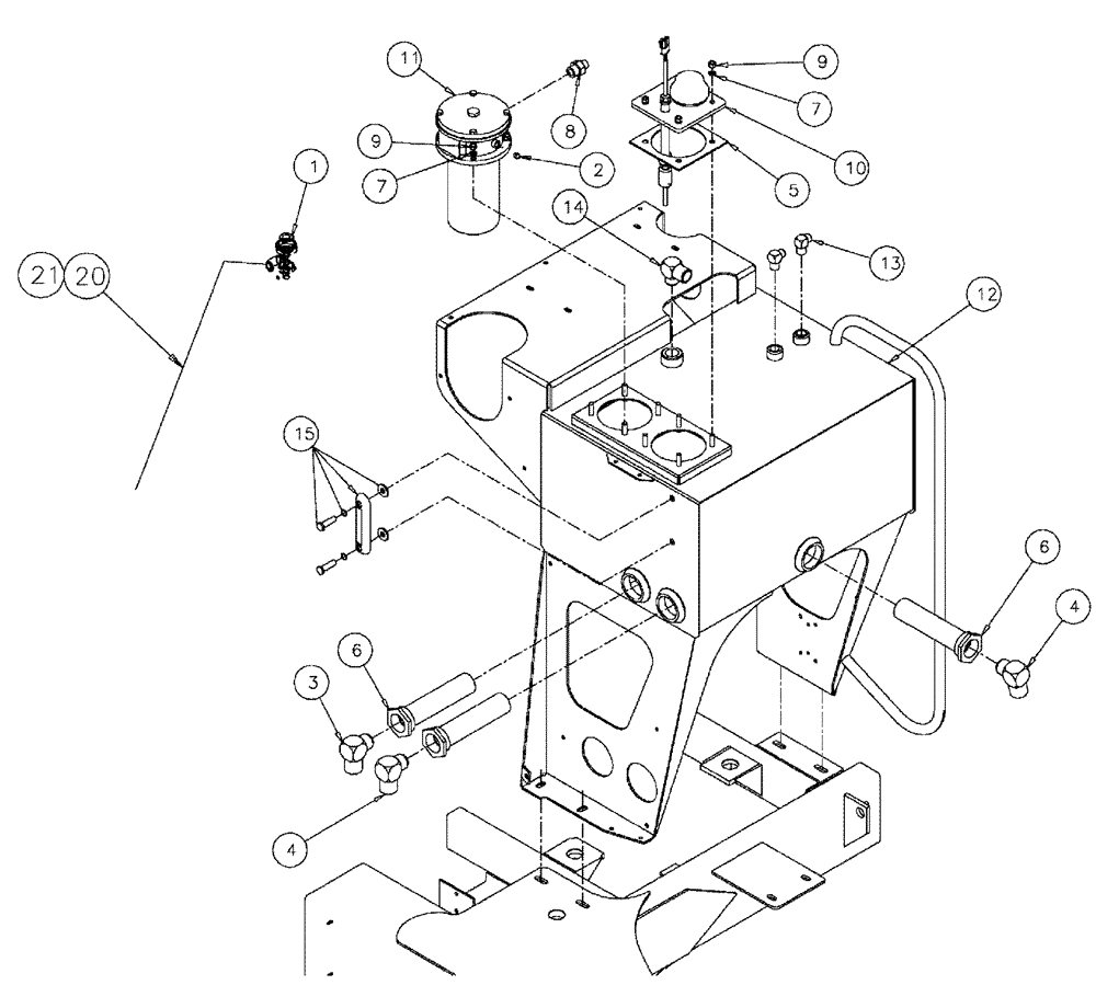 Схема запчастей Case IH 3150 - (06-024) - OIL TANK GROUP SERIAL #20056 AND LATER Hydraulic Plumbing