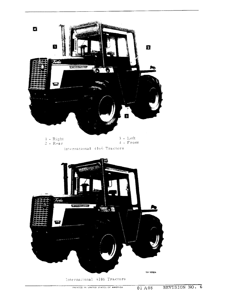 Схема запчастей Case IH 4166 - (01-08) - MODEL VIEWS OF INTERNATIONAL 4166 AND 4186 TRACTORS (00) - GENERAL