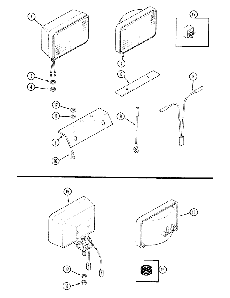 Схема запчастей Case IH 2394 - (4-56) - FLOOD LAMP ATTACHMENT, LOWER FRONT (04) - ELECTRICAL SYSTEMS