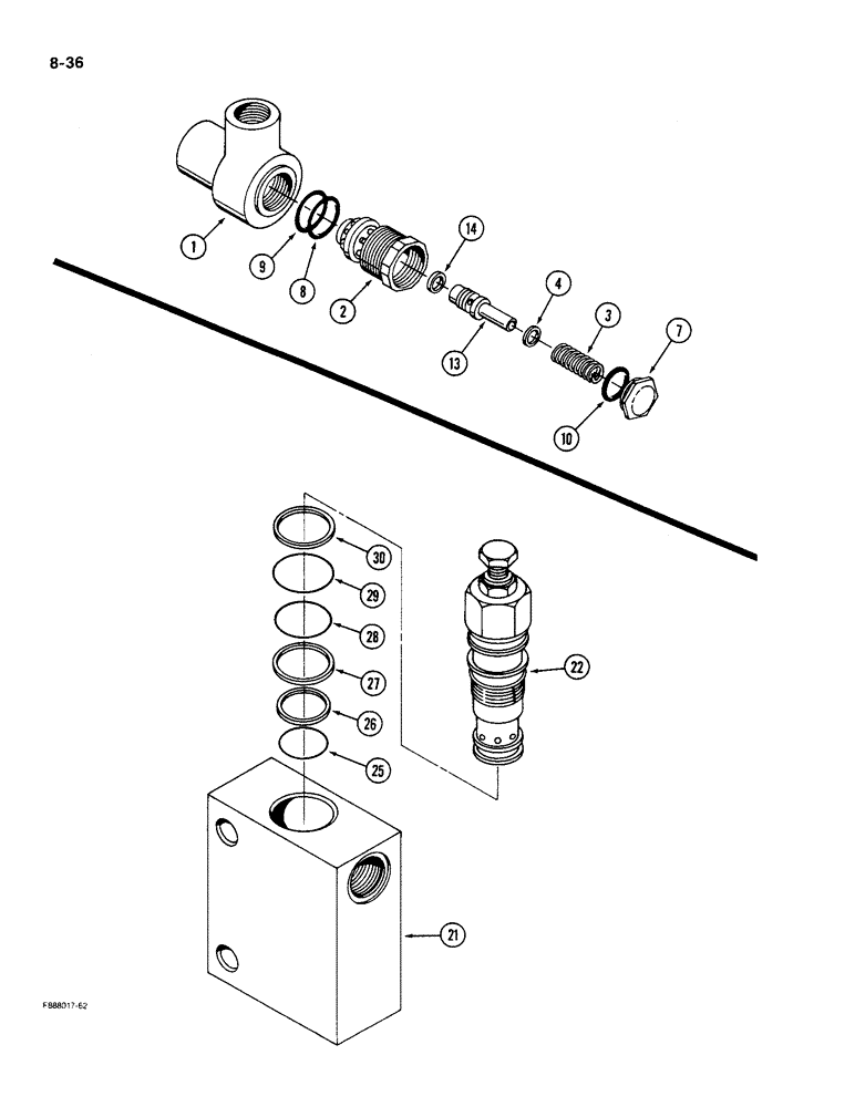 Схема запчастей Case IH 9280 - (8-36) - HYDRAULIC RELIEF VALVE (08) - HYDRAULICS