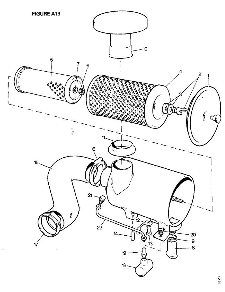 Схема запчастей Case IH 1412 - (A13-1) - ENGINE, AIR CLEANER, 1410, 1410Q, 1410SK, 1412, 1412Q, 1412G, 1412SK (01) - ENGINE