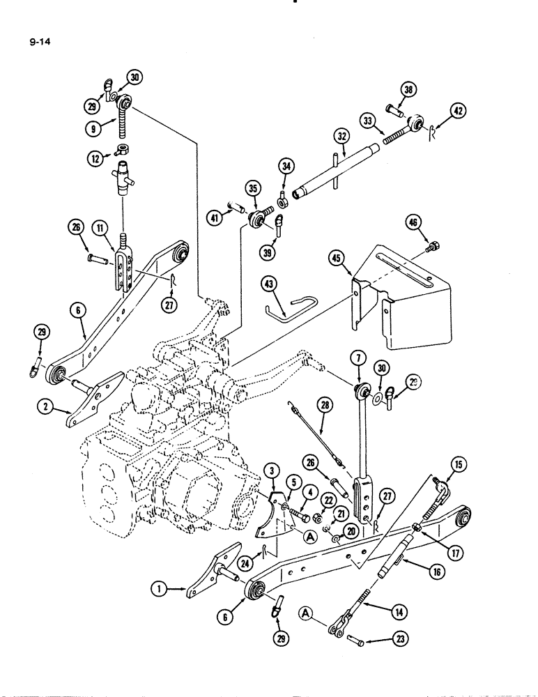 Схема запчастей Case IH 1130 - (9-14) - THREE POINT HITCH (09) - CHASSIS/ATTACHMENTS