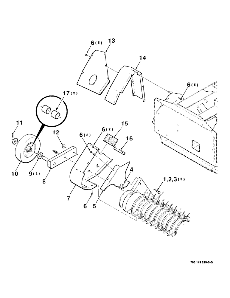 Схема запчастей Case IH 8545 - (3-10) - PICKUP SHIELDS AND GAUGE WHEEL ASSEMBLY - RIGHT Pickup