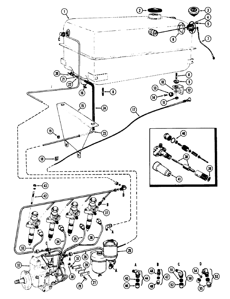 Схема запчастей Case IH 530 - (096) - FUEL SYSTEM, 530 SERIES, 188 DIESEL ENGINE (03) - FUEL SYSTEM