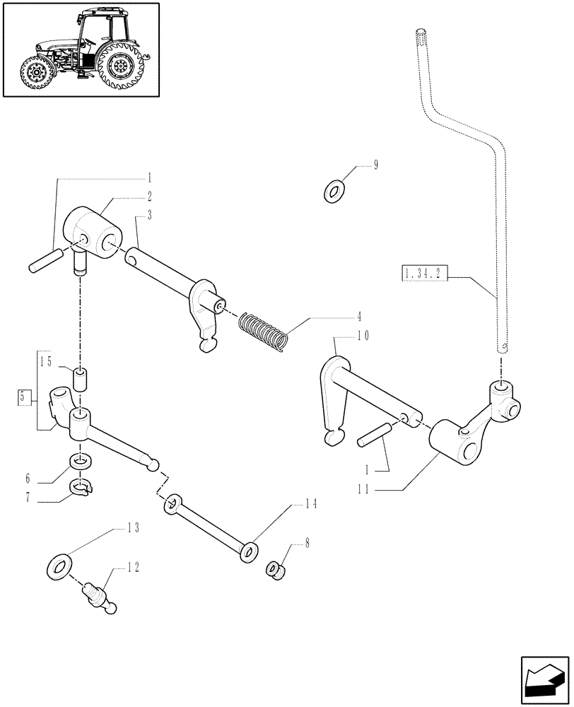 Схема запчастей Case IH JX1085C - (1.29.1[01]) - TRANSMISSION EXTERNAL SHIFTING CONTROLS (03) - TRANSMISSION