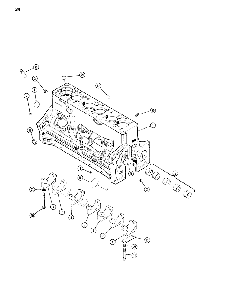 Схема запчастей Case IH 504DT - (034) - CYLINDER BLOCK, ENGINE LESS FUEL DEVICE, 504DT TURBOCHARGED ENGINES (10) - ENGINE