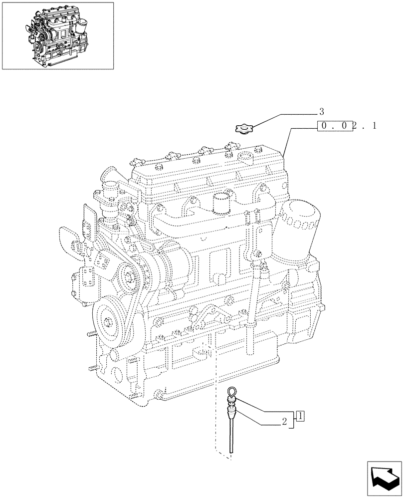 Схема запчастей Case IH 8045.05.406 - (0.27.0) - ENGINE, OIL LEVEL INDICATOR & FILL CAP (4768882) 