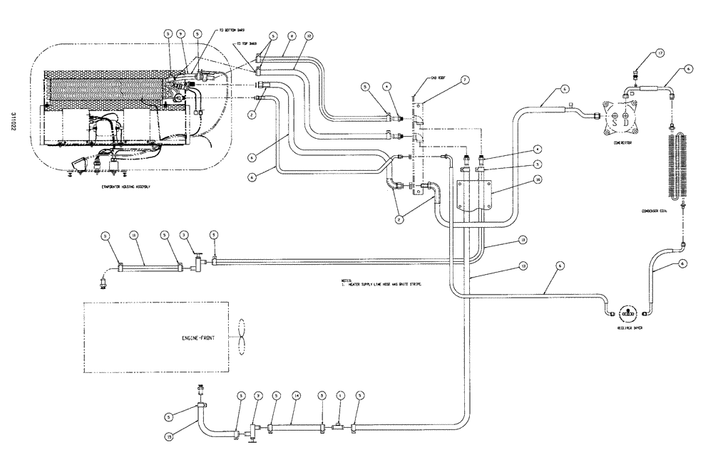 Схема запчастей Case IH SPX3200B - (011) - A/C HOSE PACKAGE (50) - CAB CLIMATE CONTROL