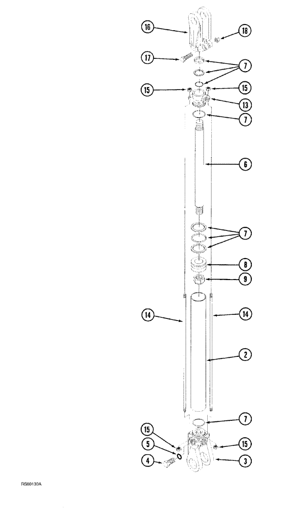 Схема запчастей Case IH 1500-SERIES - (08-04) - HYDRAULIC CYLINDER, 2 X 16 INCH STROKE 