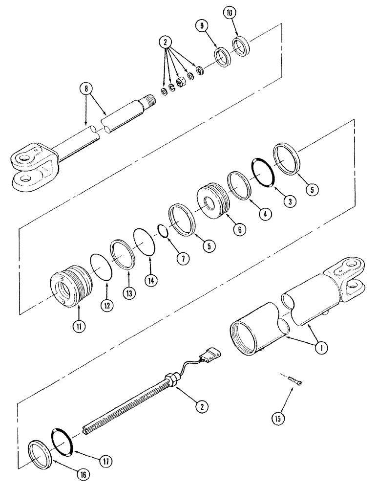 Схема запчастей Case IH STX325 - (05-06) - CYLINDER ASSY ARTICULATION, WITH SENSOR (05) - STEERING