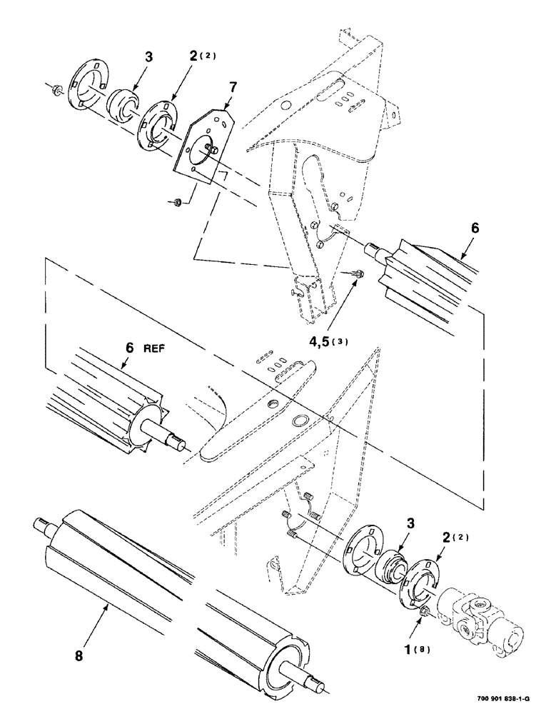 Схема запчастей Case IH 8340 - (5-04) - HAY CONDITIONER ASSEMBLY, LOWER ROLL (58) - ATTACHMENTS/HEADERS